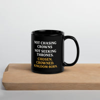 11oz black Christian mug – royal purple and gold crown design printed on right side