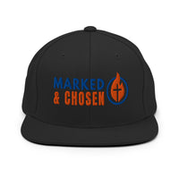 Marked & Chosen black Christian snapback – bold front embroidery with flat bill