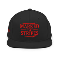 Black Christian snapback – red Marked by Stripes embroidery on structured front panel