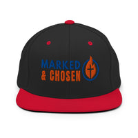 Marked & Chosen black and red Christian snapback – flat bill hat with embroidered logo and red accents