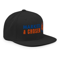 Marked & Chosen black Christian snapback – right front angle showing structured crown and embroidered faith logo