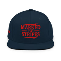 Marked by Stripes navy snapback – red embroidered Christian logo with flat bill