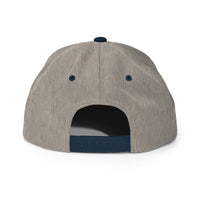 Heather grey and navy Christian snapback – with navy snap enclosure
