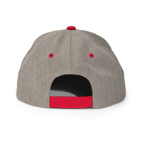 Heather grey and red Christian snapback – back features red snap enclosure