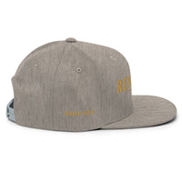 Renamed Classic Snapback Heather Grey flat mockup, right side embroidery “ISAIAH 62:2”