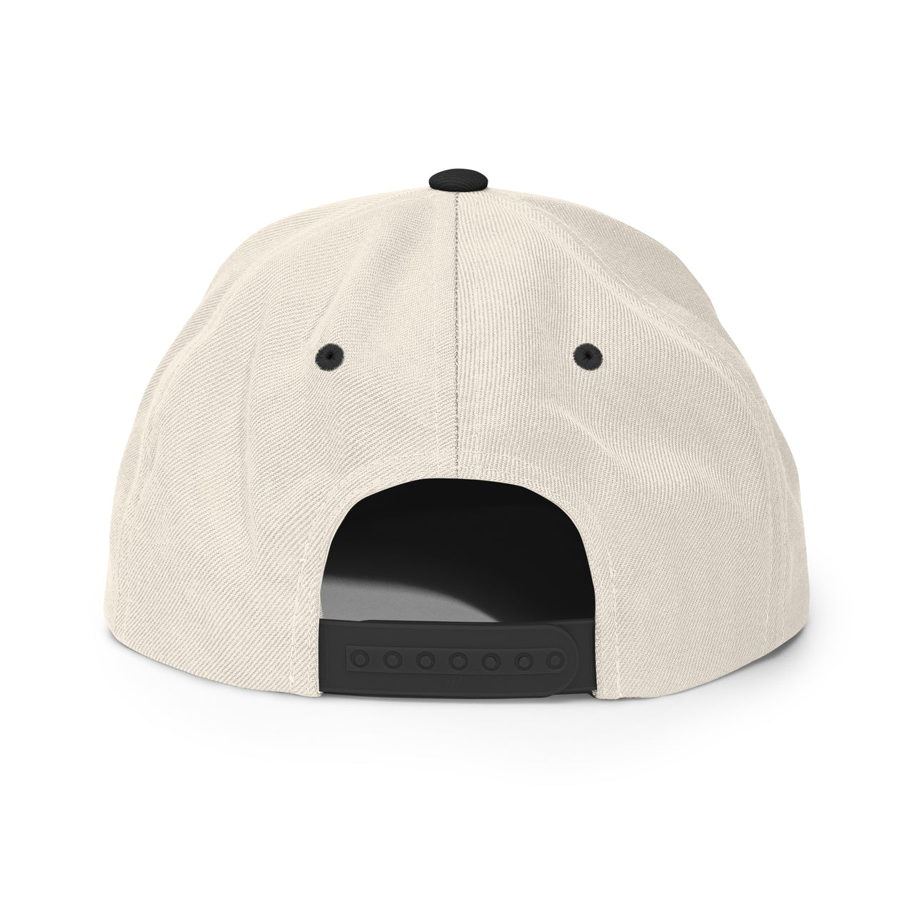 Natural and black Christian snapback – with black snap enclosure