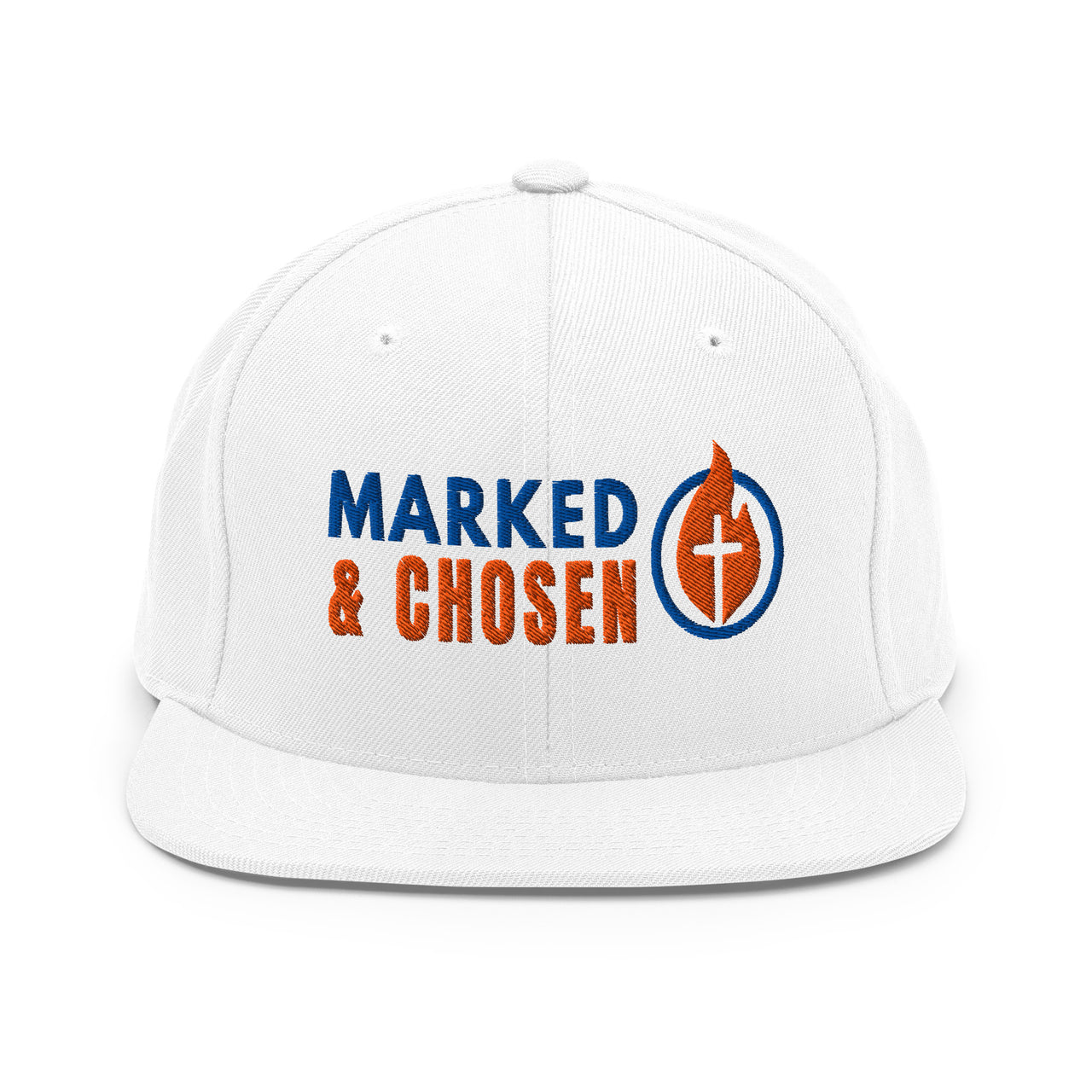 All white Christian snapback – clean embroidered logo on front