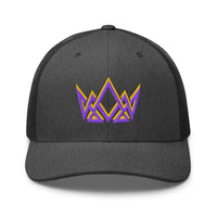 Dark heather grey Royalty Christian cap – purple and gold embroidered Kingdom crown