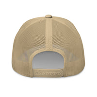 Khaki Royalty trucker cap – breathable mesh back and adjustable snapback closure