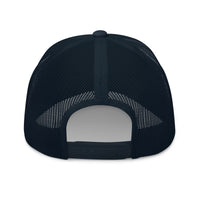 Navy Royalty trucker cap – mesh snapback rear panel with no branding on back
