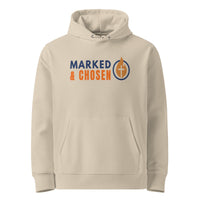 Marked & Chosen desert dust front of hoodie – faith-based neutral tone hoodie with minimalist gospel design