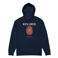 Renamed Hoodie Navy flat lay mockup showing front fingerprint design
