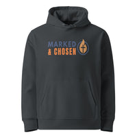 Marked & Chosen dark gray Christian front of hoodie – premium streetwear for believers set apart by fire