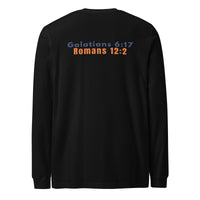 Marked & Chosen black long sleeve Christian shirt – scripture back design in soft cotton