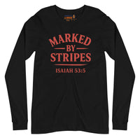Marked by Stripes black Christian long sleeve shirt – red front logo
