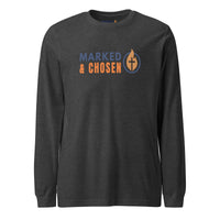 Dark gray heather long sleeve Christian shirt – minimalist gospel logo front