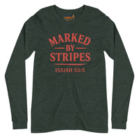 Heather forest green long sleeve Christian tee – bold red front design