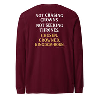 Maroon Christian long sleeve shirt – gold and white back declaration