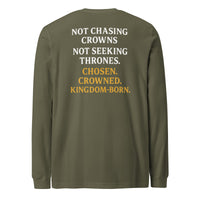 Military green Royalty Christian long sleeve – chosen identity message on the back