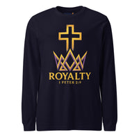 Navy Royalty long sleeve shirt – Kingdom cross and crown front design