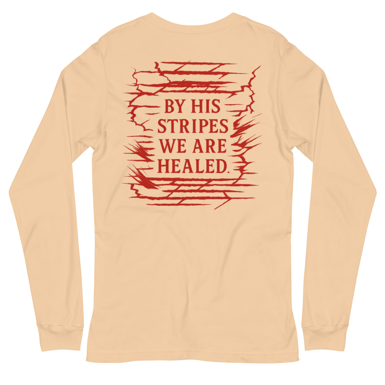Sand dune Christian long sleeve shirt – red scripture back design