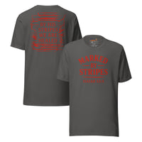 Asphalt Christian t-shirt – bold red front design and Isaiah 53:5 back statement