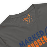 Gray tagless Christian tee – soft printed neck label inside
