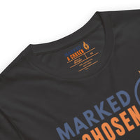 Dark gray printed-tag t-shirt – Christian apparel with soft inner branding
