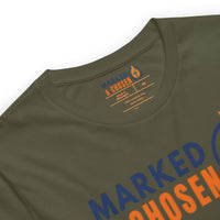Military green Christian t-shirt – printed neck label for tagless comfort