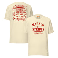 Natural Christian shirt – red gospel front design with Isaiah 53:5 scripture on back