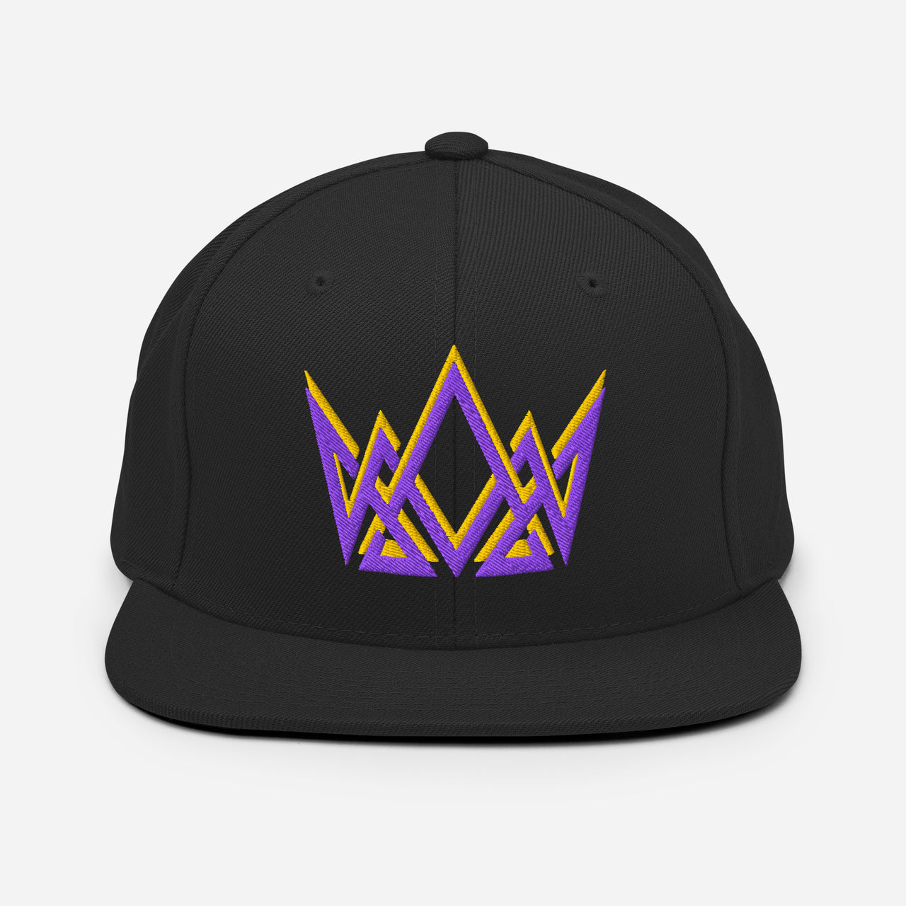 Black Royalty Christian snapback – purple and gold crown embroidery on structured crown