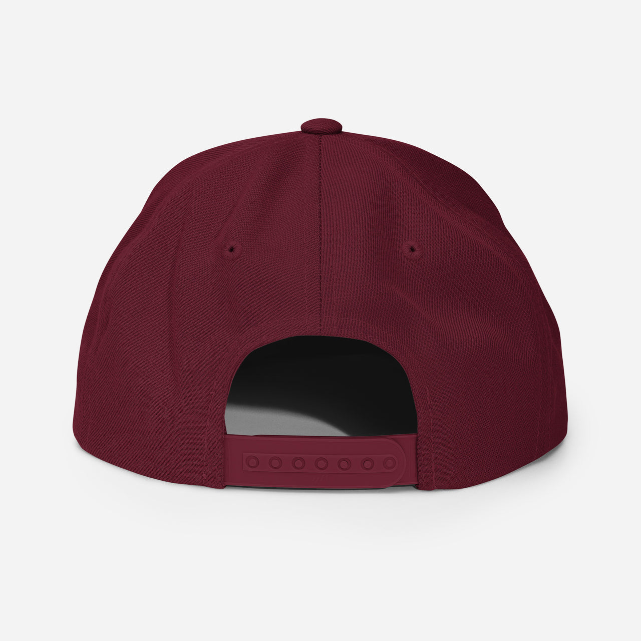 Maroon Royalty snapback hat – plastic snapback closure and clean back panel