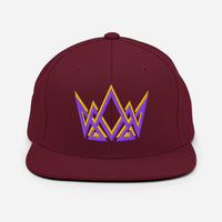Maroon Royalty Christian snapback – embroidered purple and gold crown on structured flat brim