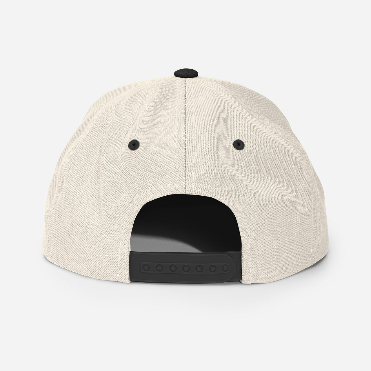 Natural/black snapback hat – mesh-style back with adjustable snap closure