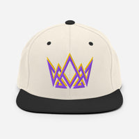 Natural and black Royalty snapback – two-tone cap with embroidered gold and purple crown