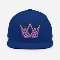 Royal blue Christian snapback – embroidered crown in gold and purple