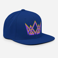 Royal blue gospel snapback – angled view of stitched Kingdom crown