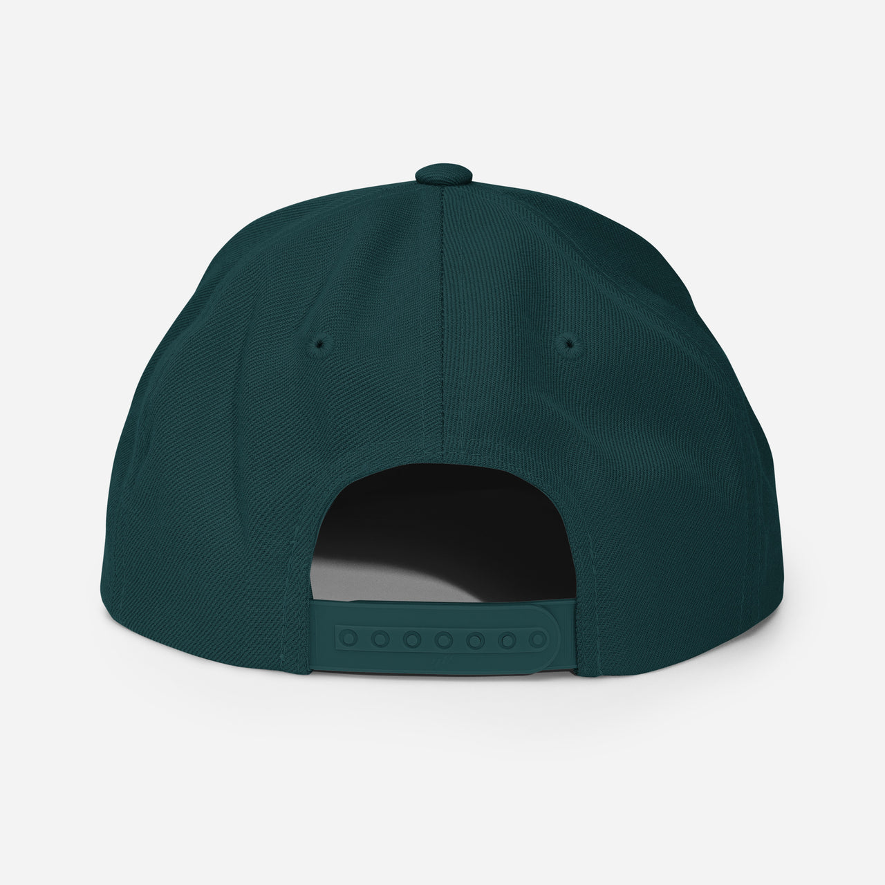 Spruce green snapback – clean mesh-free back with snap adjustment