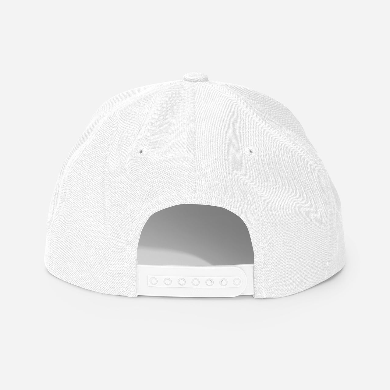 White snapback hat – classic snap closure with flat back panel