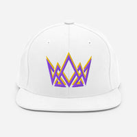 White Royalty Christian snapback – clean crown logo embroidered in purple and gold