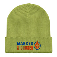 Marked & Chosen leaf green beanie – eco-conscious Christian headwear for believers boldly set apart