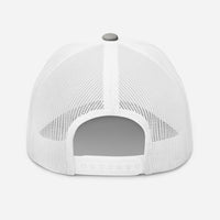 Heather grey and white Christian trucker hat –  with white mesh back