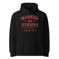 Marked by Stripes black Christian hoodie – red front logo