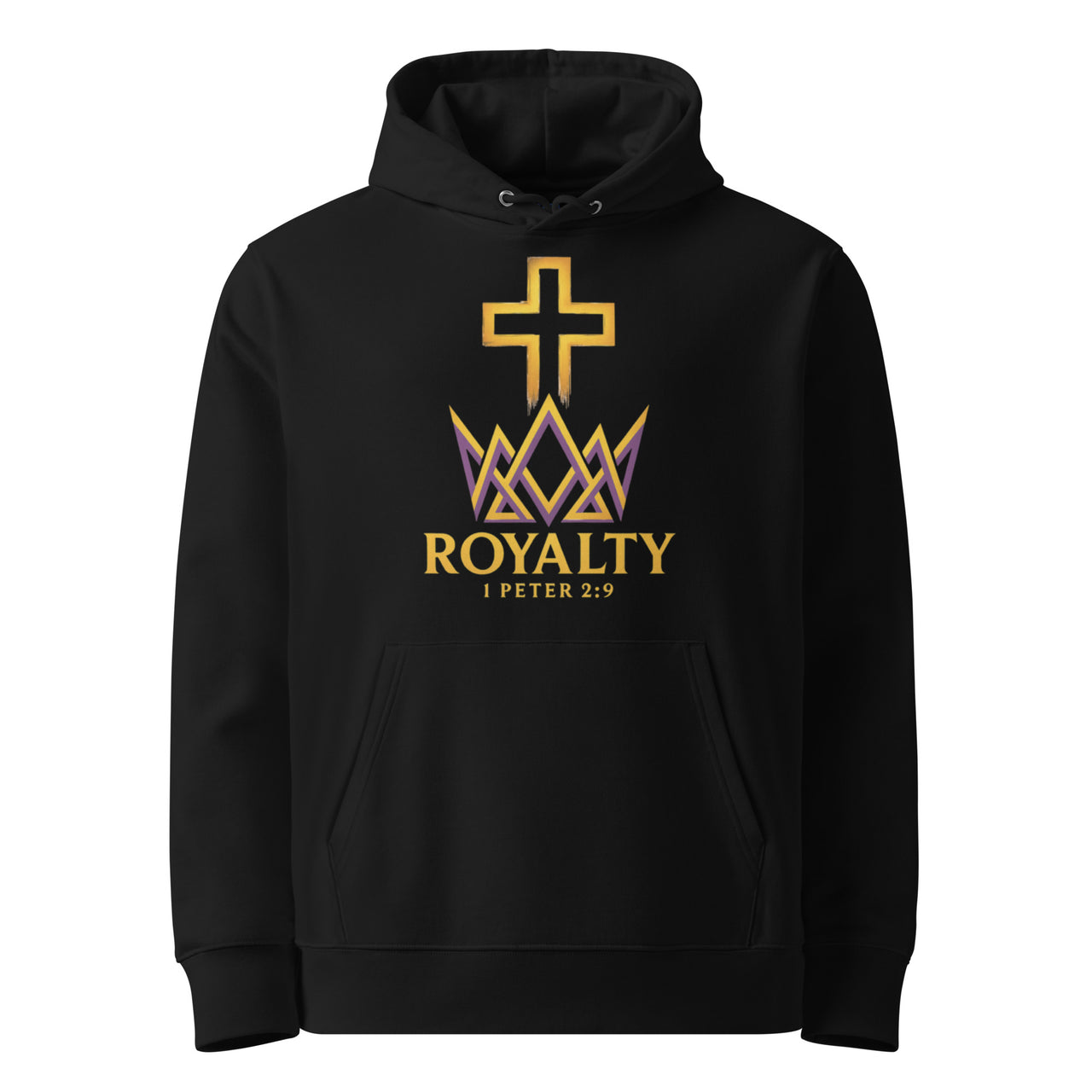 Black Royalty Christian hoodie – gold crown front print